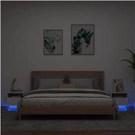 vidaXL Mesas de cabeceira com luzes LED 2 pcs 40x39x37 cm branco