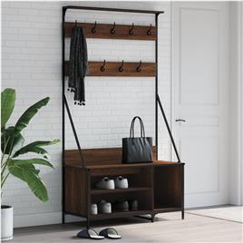 vidaXL Bengaleiro c/ arrumação calçado 100x41x184 cm carvalho castanho