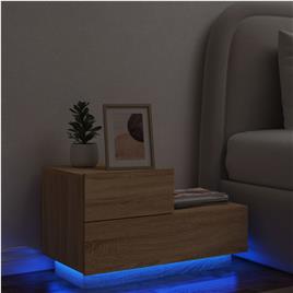 vidaXL Mesa de cabeceira com luzes LED 70x36x40,5 cm carvalho sonoma