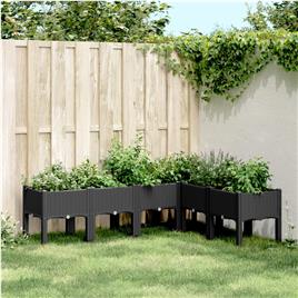 vidaXL Vaso/floreira de jardim c/ pernas 160x120x42 cm PP preto