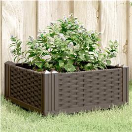 vidaXL Vaso/floreira jardim c/ estacas 42,5x42,5x28,5 cm PP castanho
