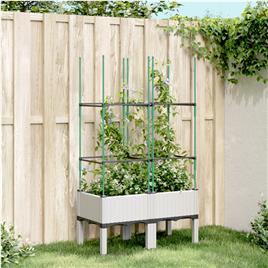 vidaXL Vaso/floreira de jardim c/ treliça 80x40x142,5 cm PP branco