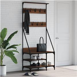 vidaXL Bengaleiro c/ arrumação calçado 80x40x184 cm carvalho castanho