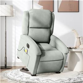 vidaXL Poltrona de massagens reclinável elétrica veludo cinzento-claro