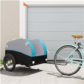 vidaXL Reboque para bicicleta 45 kg ferro preto e azul