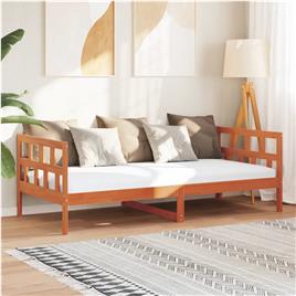vidaXL Sofá-cama 90x190 cm madeira de pinho maciça castanho cera
