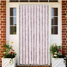 vidaXL Cortina anti-insetos 90x200 cm chenille cinza-prateado e rosa