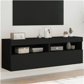 vidaXL Móveis de parede p/ TV com luzes LED 2 pcs 60x30x40 cm preto