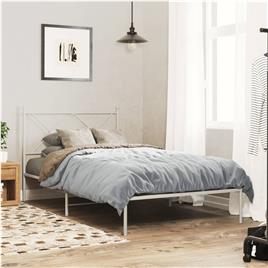 vidaXL Estrutura de cama em metal com cabeceira 107x203 cm branco