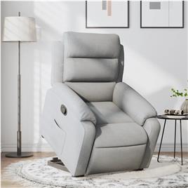 vidaXL Poltrona reclinável elevatória tecido cinzento-claro