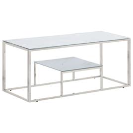 vidaXL Mesa de centro aço inoxidável e vidro temperado prateado