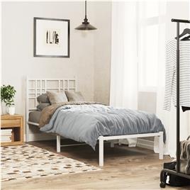 vidaXL Estrutura de cama com cabeceira 75x190 cm metal branco
