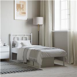 vidaXL Estrutura de cama com cabeceira 75x190 cm metal branco