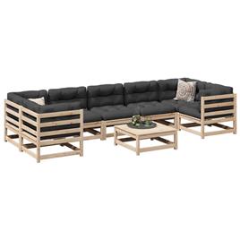 vidaXL 8 pcs conjunto sofás de jardim com almofadões pinho maciço