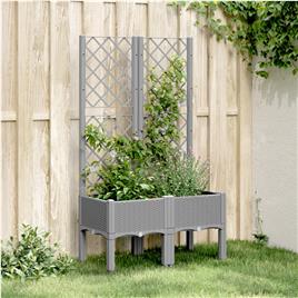 vidaXL Vaso/floreira jardim c/ treliça 80x40x142 cm PP cinzento-claro