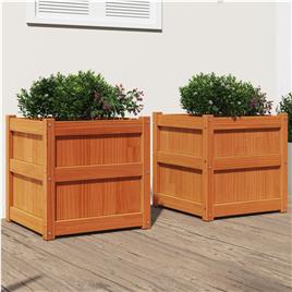 vidaXL Vasos/floreiras de jardim 2 pcs pinho maciço castanho cera