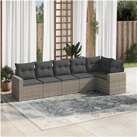 vidaXL 6 pcs conjunto sofás de jardim com almofadões vime cinzento