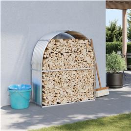 vidaXL Suporte de lenha 120x45x140 cm aço galvanizado prateado