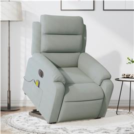 vidaXL Poltrona de massagens reclinável elétrica veludo cinzento-claro