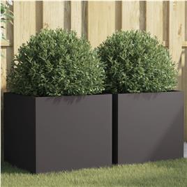 vidaXL Vasos/floreiras 2 pcs 49x47x46 cm aço laminado a frio preto
