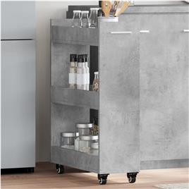 vidaXL Armário c/ rodas 60x22x79 cm derivados de madeira cinza cimento