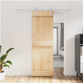 vidaXL Porta de correr com ferragens 70x210 cm madeira de pinho maciça