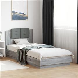 vidaXL Estrutura de cama c/ cabeceira derivados madeira cinza sonoma
