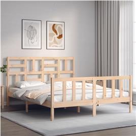 vidaXL Estrutura de cama King Size com cabeceira madeira maciça