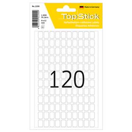 TOPSTICK Etiquetas Multiusos, 120 Etiquetas por Folha, 8 x 12 mm, Branco, 15 Folhas