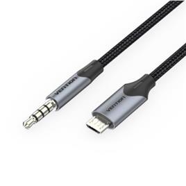 Cabo de Áudio Vention BDGBG/ MicroUSB Macho - Jack 3,5 Macho/ 1,5m/ Preto