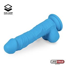 Dildo Realista Silicona Líquida Dual Layer 8 Azul