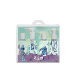 ABC Cosmetics - *Disney Stitch* - Bolsa de toalete de viagem com quatro frascos recarregáveis
