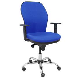 Silla Jorquera respaldo bali azul asiento bali azul base cromada y ruedas parqué