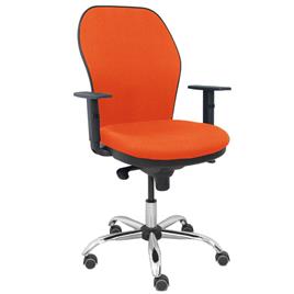 Silla Jorquera respaldo bali naranja oscuro asiento bali naranja oscuro base cromada y ruedas parqué