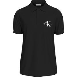 Calvin Klein Jeans Monologo Short Sleeve Polo Preto S Homem