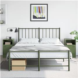 vidaXL Mesas de cabeceira 2 pcs 34,5x39x62 cm aço verde azeitona