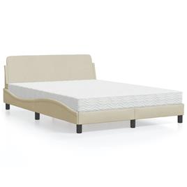 vidaXL Cama com colchão 140x190 cm tecido cor creme