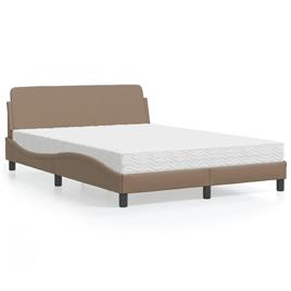 vidaXL Cama com colchão 140x190 cm couro artificial cappuccino