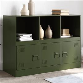 vidaXL Aparador 99x39x73 cm aço verde azeitona