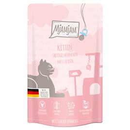 MjAMjAM Quetschie Kitten 24 x 125 g - Pack económico - Frango suculento com óleo de salmão