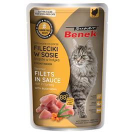 Super Benek Sem cereais Filetes ao vapor 56 x 85 g - Pack económico - Peru com espinheiro-marítimo em molho