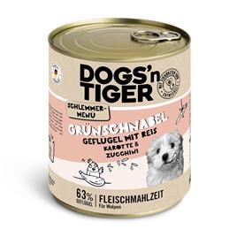 Dogs'n Tiger menu gourmet para cães 12 x 800 g - Pack económico  - Aves com arroz integral, cenouras e curgete (Junior)