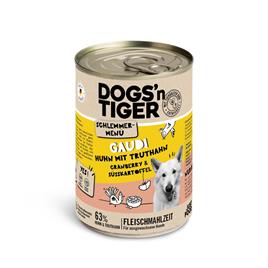 Dogs'n Tiger menu gourmet para cães 12 x 400 g - Pack económico - Frango com peru, mirtilos-vermelhos e batata-doce