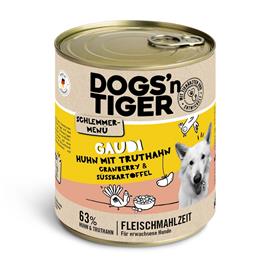 Dogs'n Tiger menu gourmet para cães 12 x 800 g - Pack económico  - Frango com peru-, mirtilos-vermelhos e batata-doce