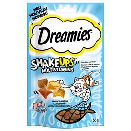 Dreamies Shakeups Multivitamins Snacks para gatos - Pack económico: Seafood Festival (6 x 55 g)