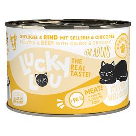 Lucky Lou Adult 24 x 200 g - Pack económico - Sterilised Aves e vaca