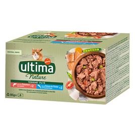 Ultima Nature Paté para gatos 40 x 85 g - Salmão e peixe de mar