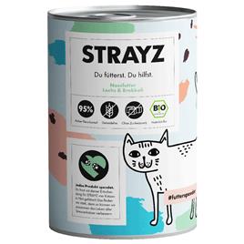 STRAYZ BIO Cat 24 x 400 g - Pack económico - Salmão biológico e brócolos biológicos