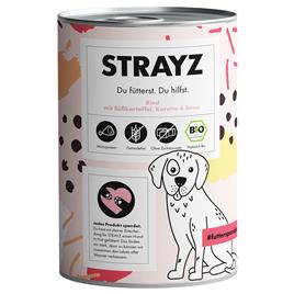 STRAYZ BIO 24 x 400 g - Pack económico  - Vaca biológica com batata-doce biológica, cenoura biológica e pera biológica