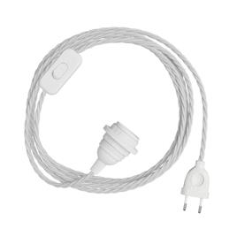Creative Cables Snakebis Twisted E27 3 M Lampshade - Cable Set With Lamp Holder. Fabric Braided Cable And 2-prong Plug Transparente